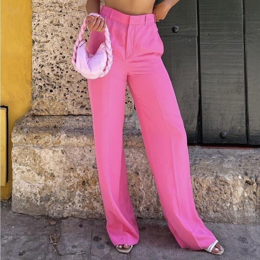 Zara Barbie Pink Wide Leg Trousers